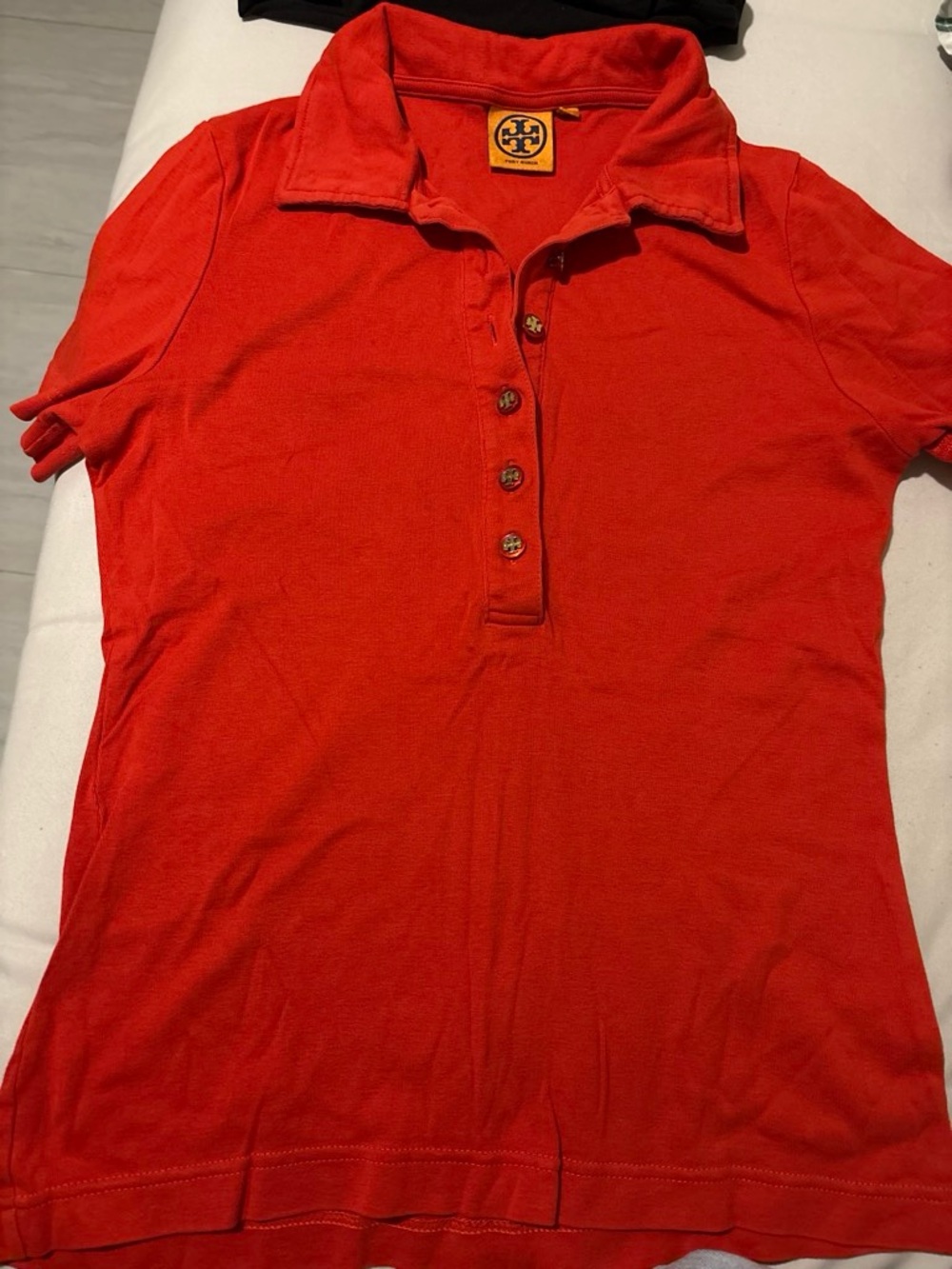 Tory Burch Red Short-Sleeve Button Polo Shirt